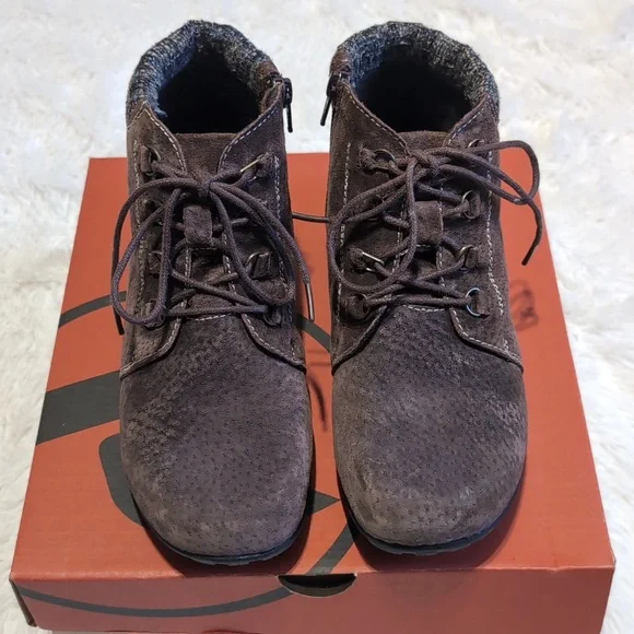 Propet Delaney Brown Suede Leather Lace Up Boots Size 6.5 Wide - Picture 3 of 12